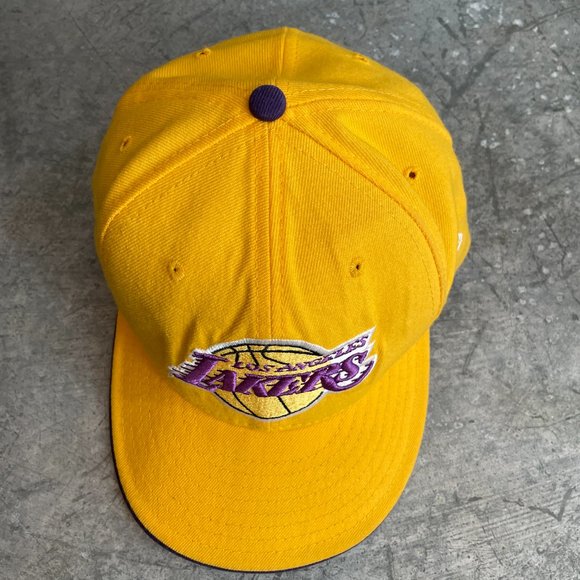 Los Angeles Lakers LAL New Era 59fifty NBA Fitted Cap Canary Yellow Purple 7 5/8 - Picture 3 of 10